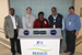 The Wishard Health Services, Indianapolis, recycling program team of Eric Balance, Andrew Hughes, JoAnn Pardue, Angelo Moore and Doug Walters stand behind one of several recycling centers found throughout the facility.
