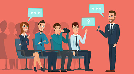 Business professional meeting. A meeting of business people communicating conference hall.