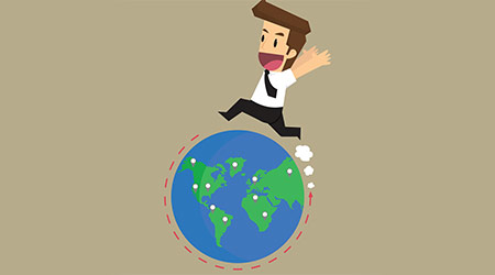 businessman survey the market the world to expansion