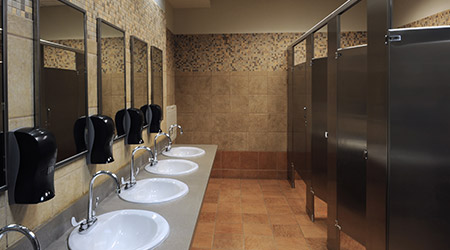 lavatory sinks in a public restroom