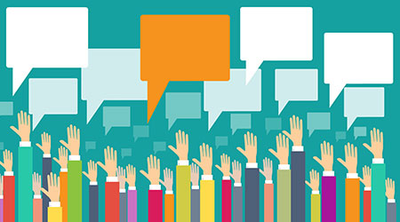 business people hand and empty comment box