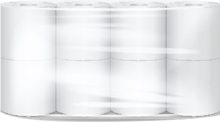 Toilet paper package white mock up with transparent wrapping