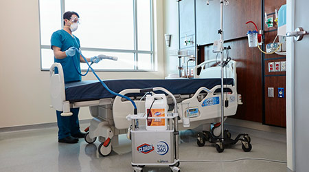 Disinfecting hospital bed