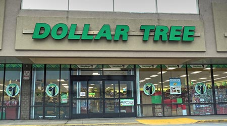 Dollar Tree discount retailer window storefront entrance