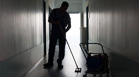 Janitor mopping