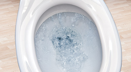 a toilet flushing