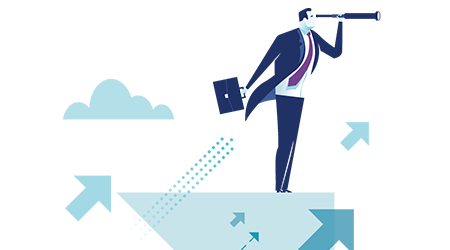 Businessman looking through telescope illustration