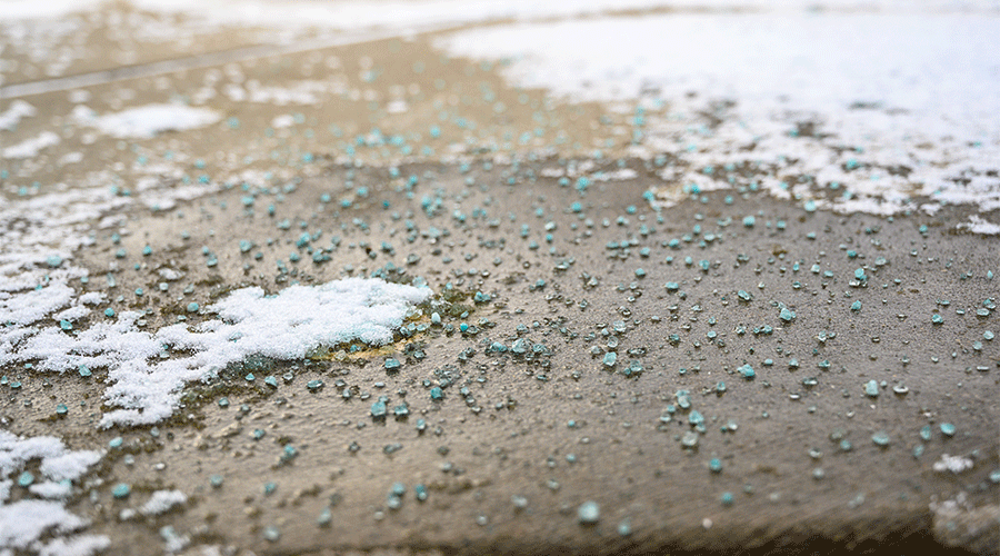 Brown Coated Granular Ice Melt 40 lb. Salt Corrosion Snow Melter Sidewalk