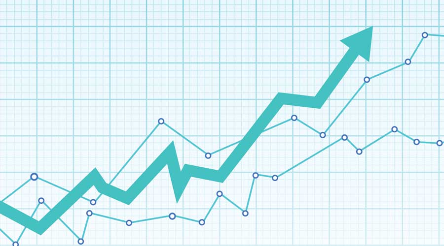 Abstract financial chart with arrow