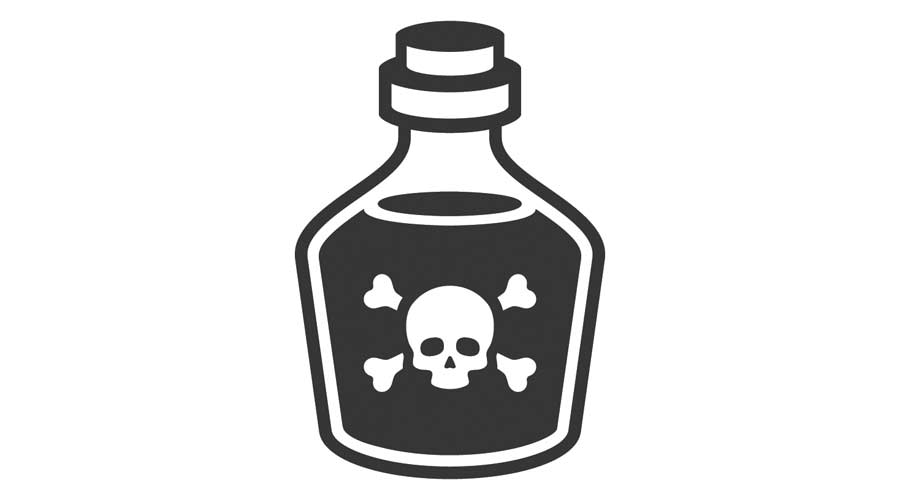 Glass Poison Bottle Icon on White Background. Vector