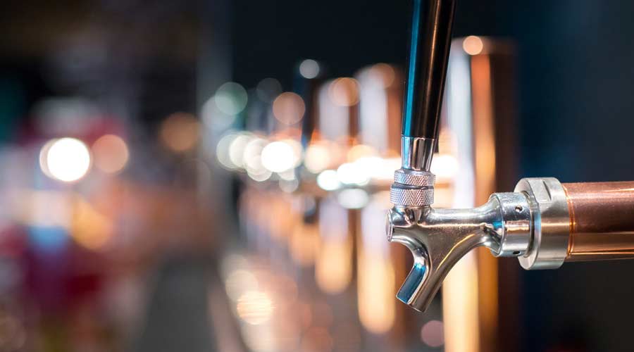 Beer tap in a row