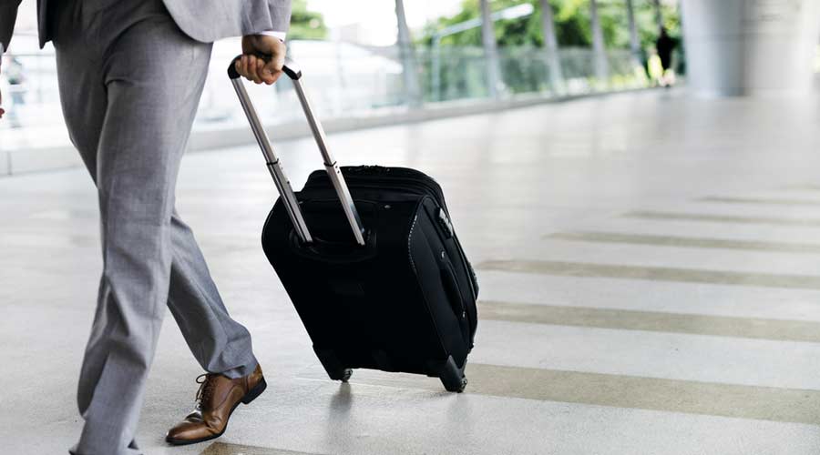 Businessmen Hold Luggage Business Trip