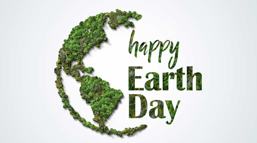 Earth day concept. 3d eco friendly design.Earth map shapes with trees water and shadow. Save the Earth concept. Happy Earth Day, 22 April.