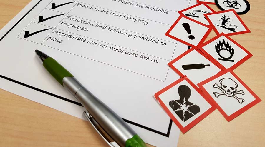 WHMIS safety data sheets checklist training hazardous products pictograms white red symbols workplace health and safety employee supervision compliance legislation