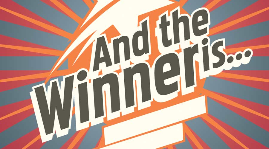 And the winner is... Vector poster design for the champion of the competition. Flat banner concept for review sites.