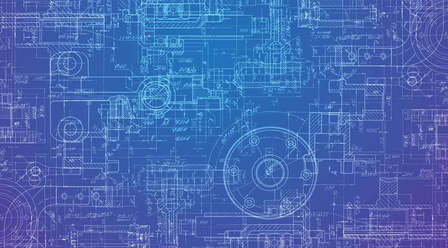 Technical drawing on a gradient background.Mechanical Engineering drawing