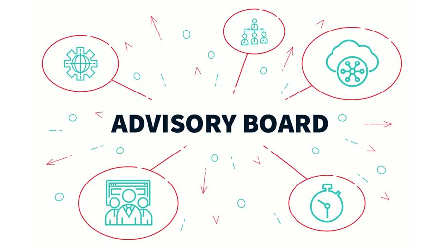 Conceptual business illustration with the words advisory board