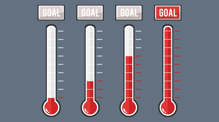 vector goal thermometers at different levels