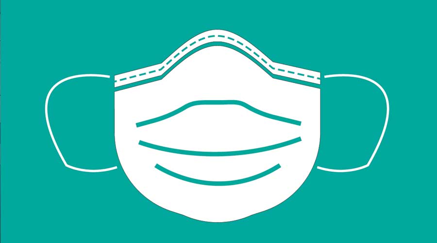 green background on mask. For ill people the mask.