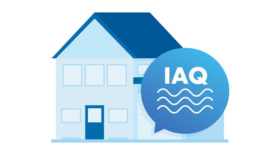 IAQ - Indoor Air Quality. Ventilation system. Vector stock illustration.