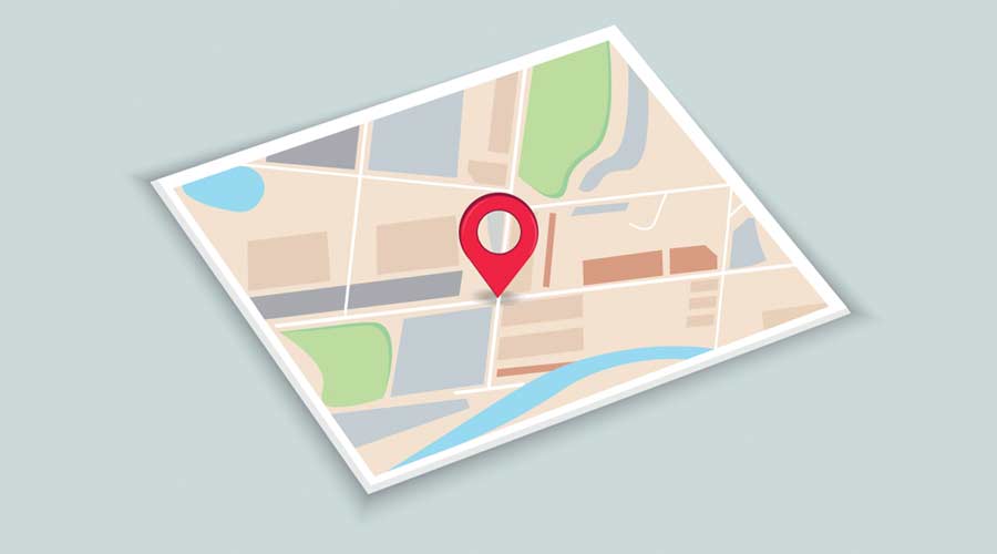 Navigation rocket, pin, location icon. The location of the pointer mark on the city map. GPS navigation system. Geolocation, along the designated route. Vector image.