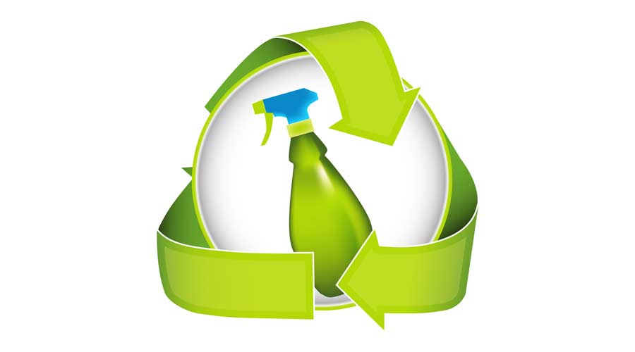 Illustrate non-toxic cleaning products with this modern kitchen sprayer image.