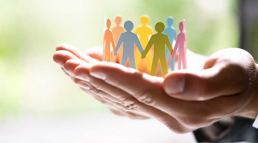Diversity And Inclusion. Business Employment Leadership. People Silhouettes