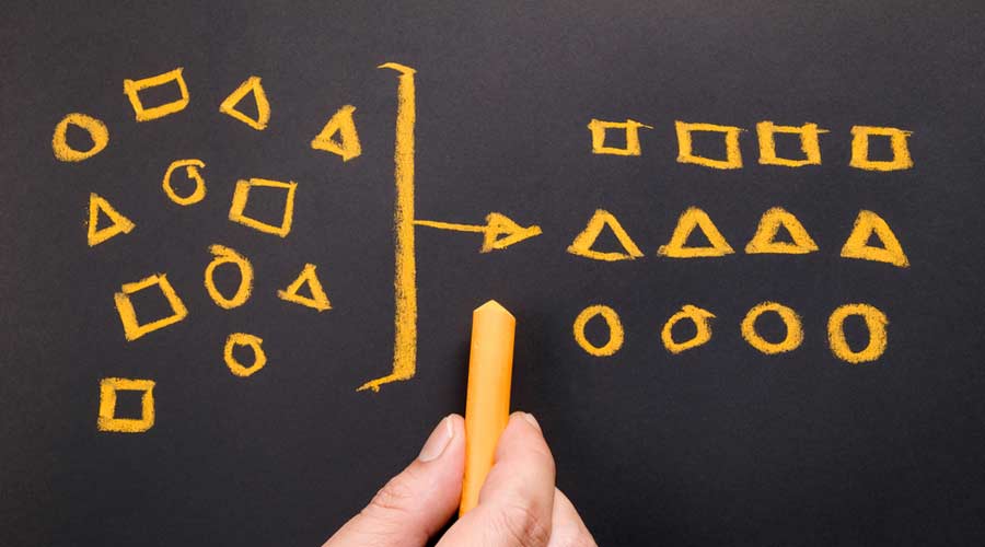 Hand drawing geometry to categorize on chalkboard