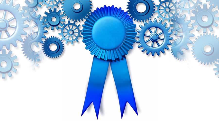 Blue ribbon industry award concept