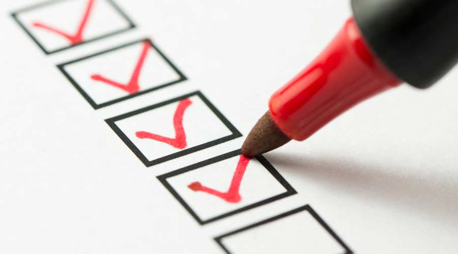 Checklist marked red with a red pen