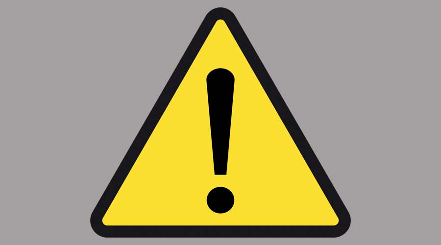 Yellow caution sign