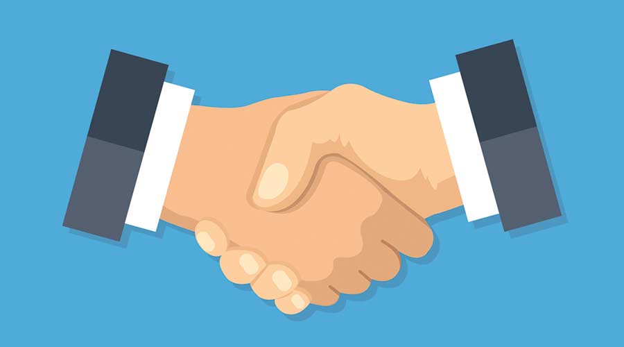Handshake icon. Shake hands, agreement, good deal, partnership concepts. Premium quality. Modern flat design graphic elements. Vector illustration.