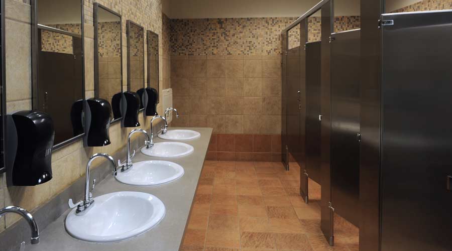 Restroom with dispensers