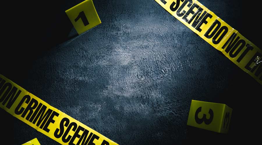 Yellow tape crime scene concept