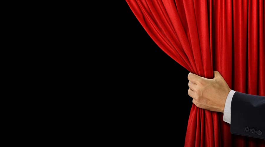 Behind the curtain reveal concept