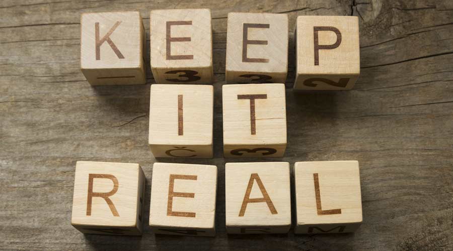 Keep it real concept wooden blocks