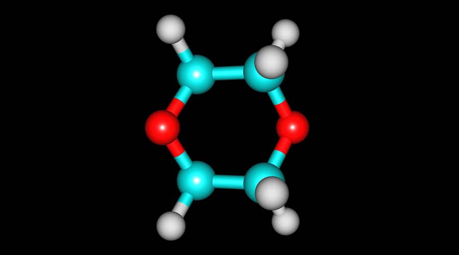 1,4-Dioxane (dioxane) is a heterocyclic organic compound