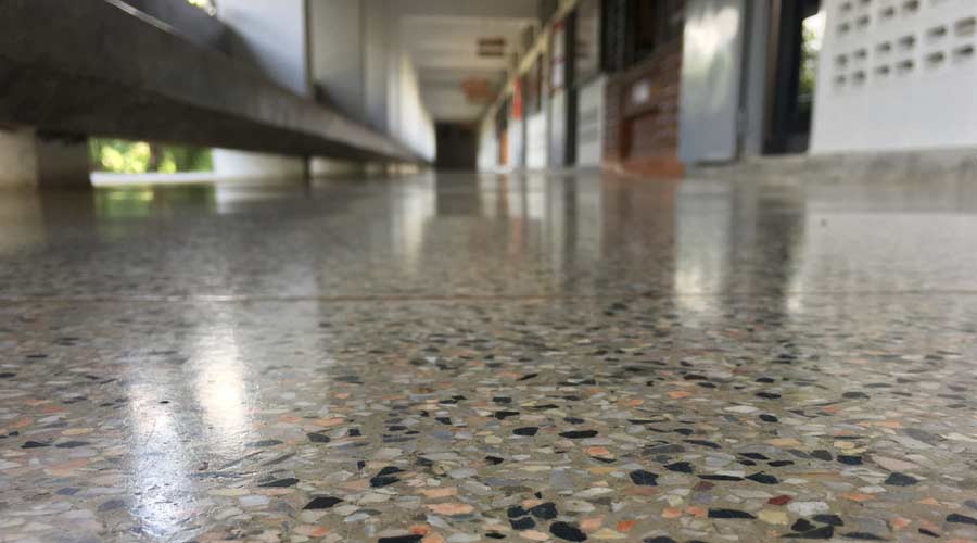 Shiny terrazzo floor