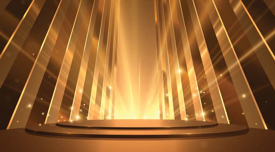 Golden scene with light rays effect