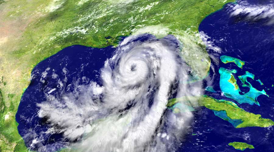 Catastrophic hurricane Matthew in Caribbean approaching US coast. 3D illustration. Elements of this image furnished by NASA