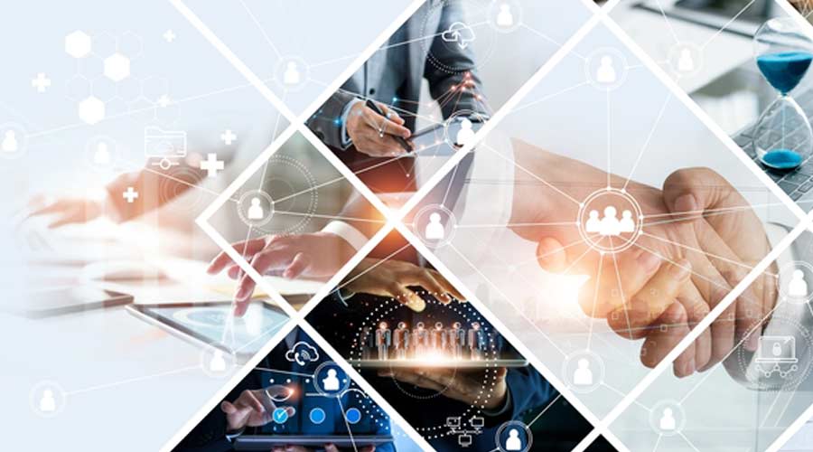 Global business structure of networking. Analysis and data exchange customer connection, HR recruitment and global outsourcing, Customer service, Teamwork, Strategy, Technology and social network
