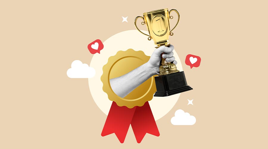Winner, award, employee, month, champion, high performance, reward, gold medal, prize, recognition, success, victory, leadership, achievement, businessman, badge, trophy, Contest, Competition, Medal