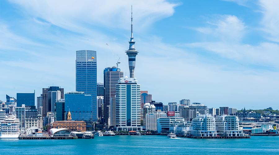 Auckland, New Zealand- January 30, 2024: Auckland downtown skyline at waterfront in Auckland, New Zealand