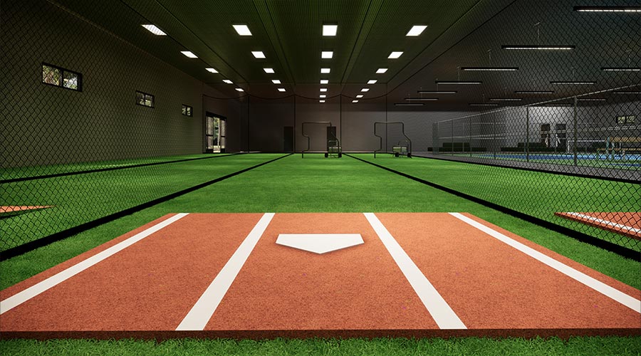 Indoor Batting Cages For Baseball Softball 3d rendering illustration