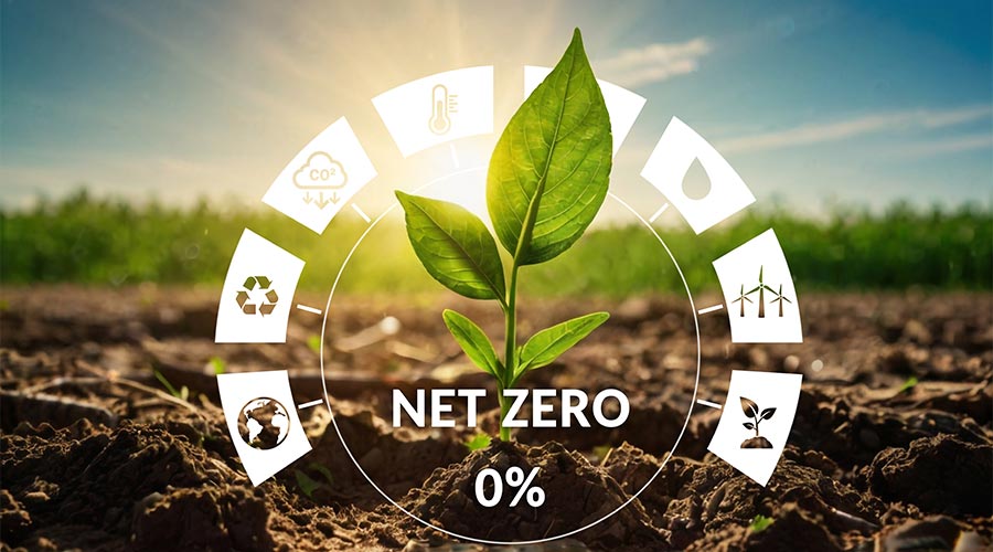 Digital dashboard of CO2 level gauge percentage drop down to 0. Net Zero Emissions by 2050 policy animation concept,Net zero emission ,2050, carbon neutral concept.CO2 reduce.Net zero greenhouse gas.