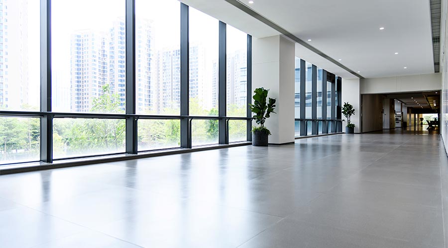 Empty hall in the modern office building