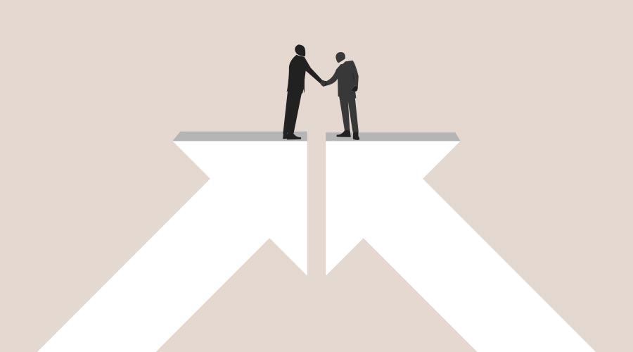 Business deal or financial agreement concept. Business negotiation, deal making or acquisition, merger