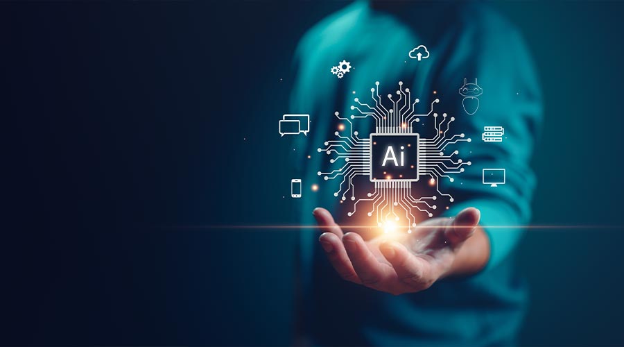 Ai technology, Artificial Intelligence. man using technology smart robot AI, artificial intelligence by enter command prompt for generates something, Futuristic technology transformation.