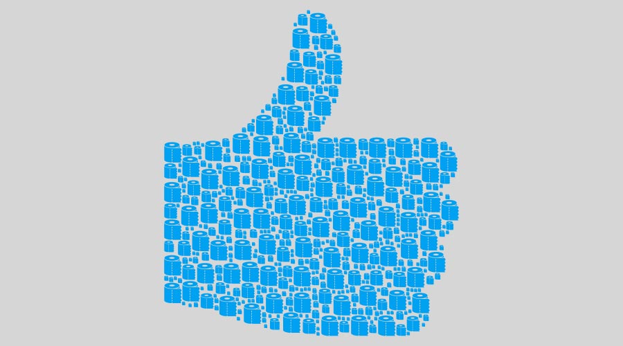 Poll composition made with toilet paper roll objects in different sizes. Abstract vector thumb finger up representaion. Toilet paper roll icons are formed into good rating figure.