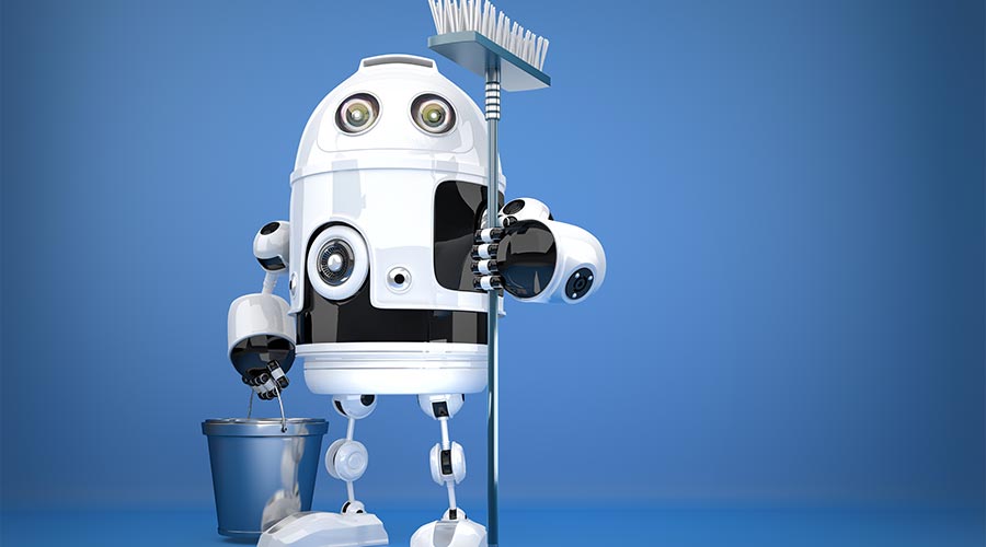 Robot Cleaner with mop. Technology concept. Contains clipping path